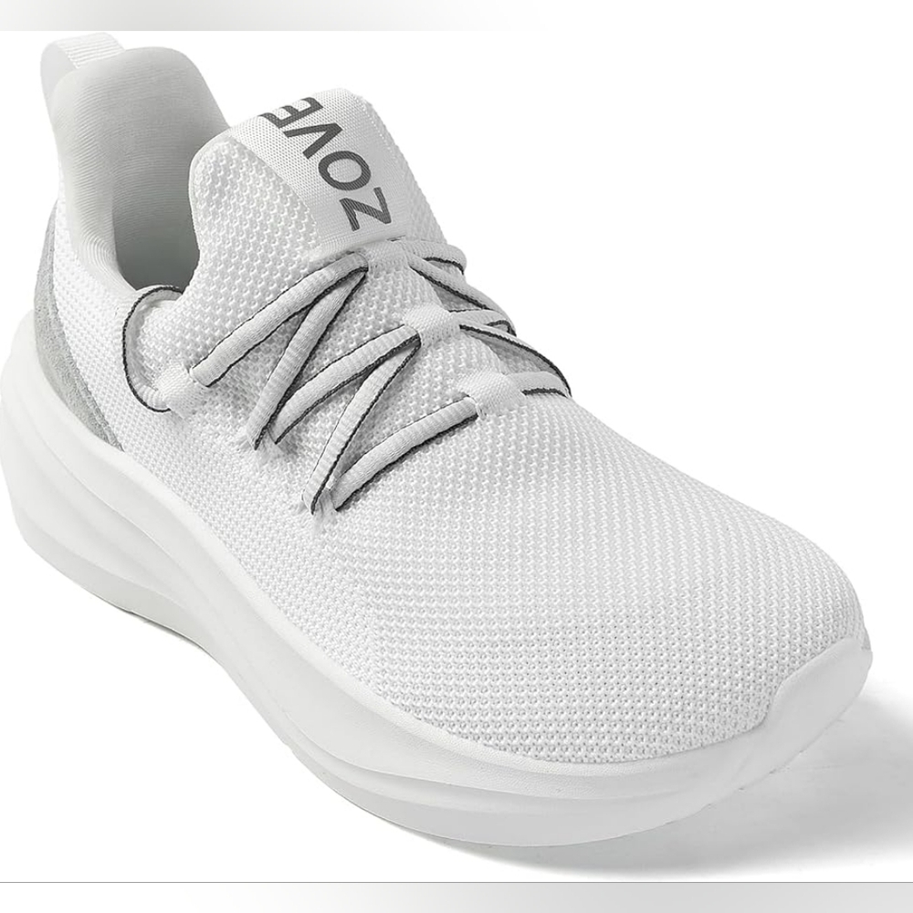 ZOVE Women Tennis Sneakers Running Shoes Wide Toe Box, White, 8-8.5W